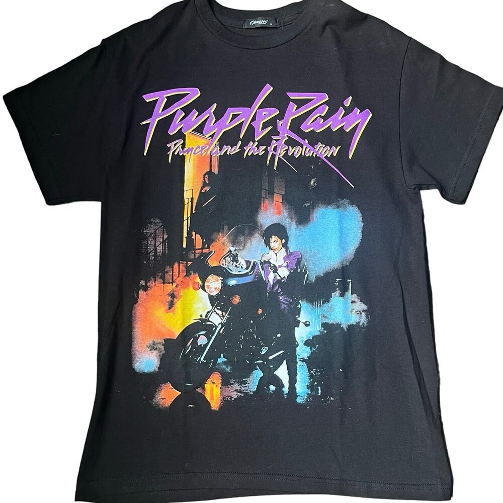Prince Adult MD Prince & The Revolution Purple Rain Motorcycle Graphic T-shirt